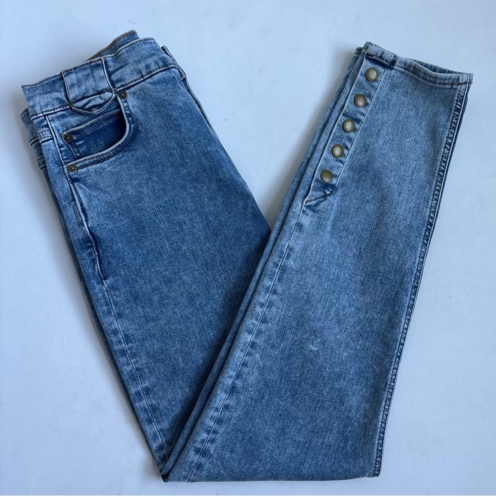 FRAME Esther The Snapped Cropped High-Rise Blue Ankle Denim Leggings Size 28 - Picture 16 of 16